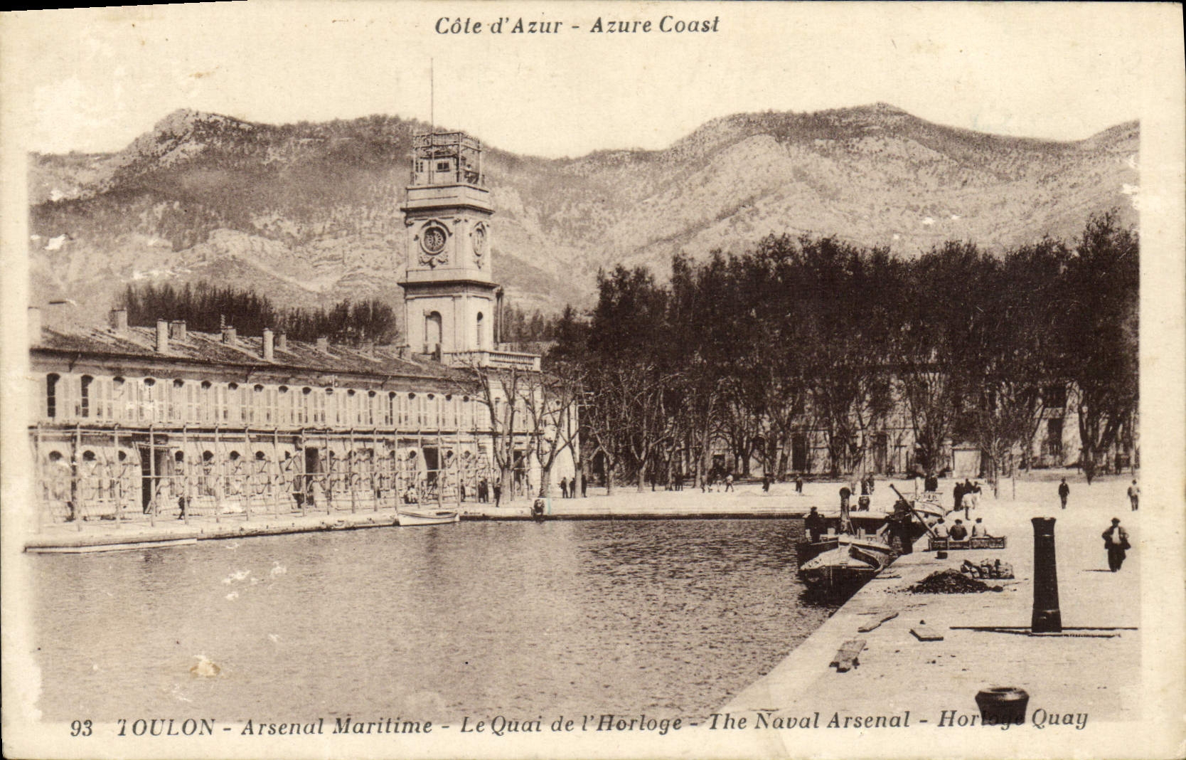 VINTAGE POSTCARD Maritime Toulon Arsenal the Quay of the Clock