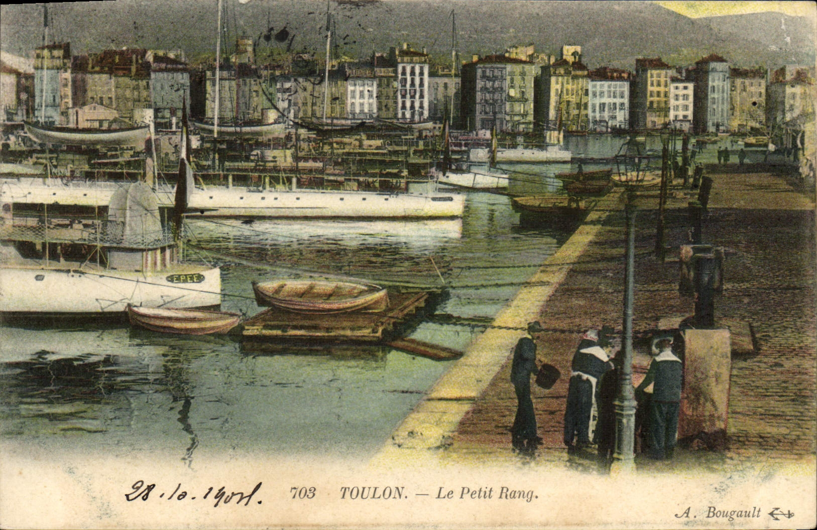VINTAGE POSTCARD Toulon the Small Row Boats Sword
