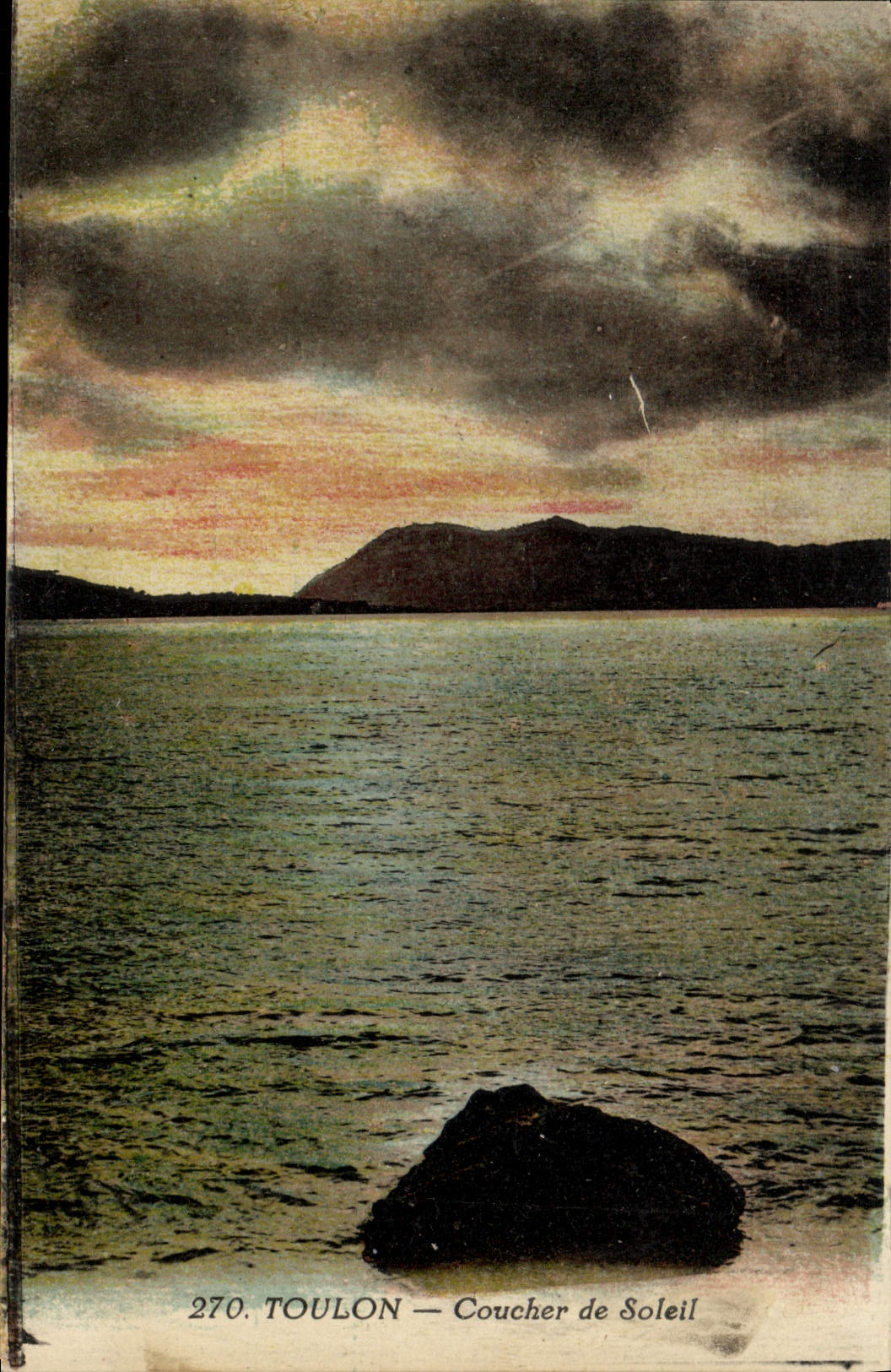 VINTAGE POSTCARD Toulon Sunset