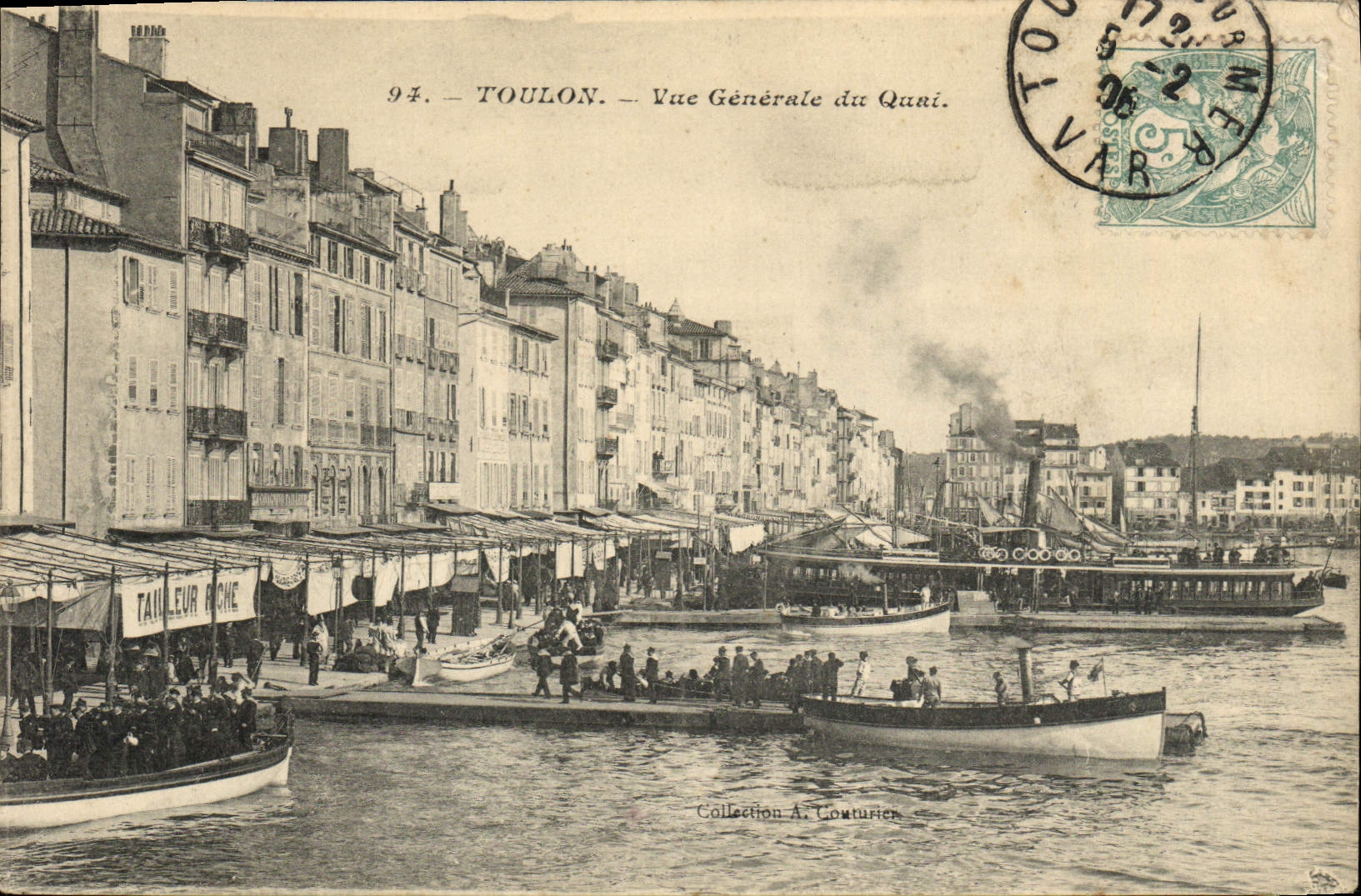 CPA Toulon Vue Generale du Quai Bateaux