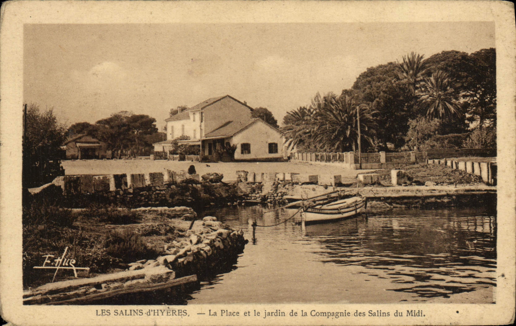 POSTAL de la VENDIMIA las salinas de Hyeres Plaaace y el jardín de la compañía de salino del sur