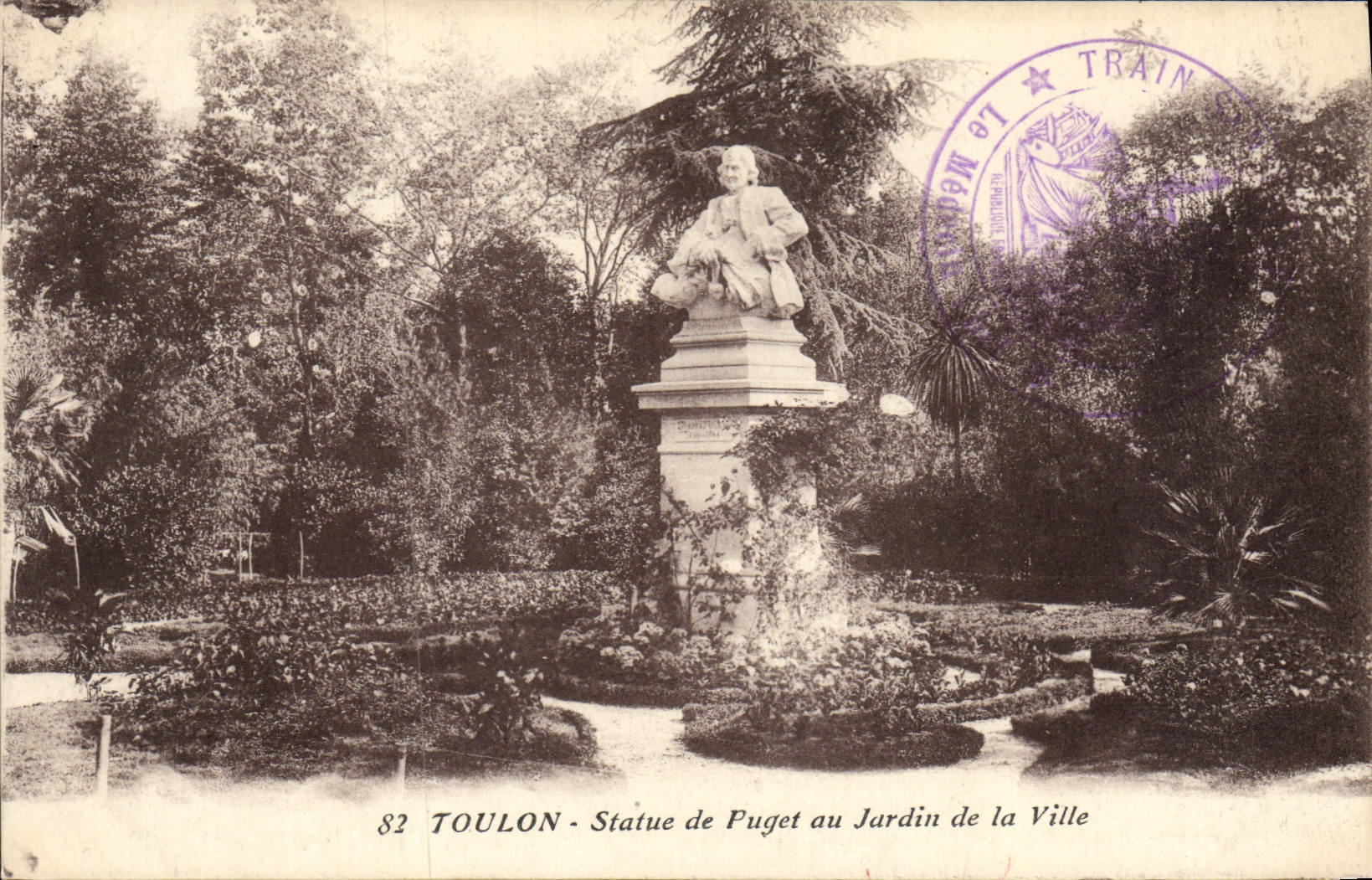 VINTAGE POSTCARD Toulon Rules of Puget to the Garden of the City