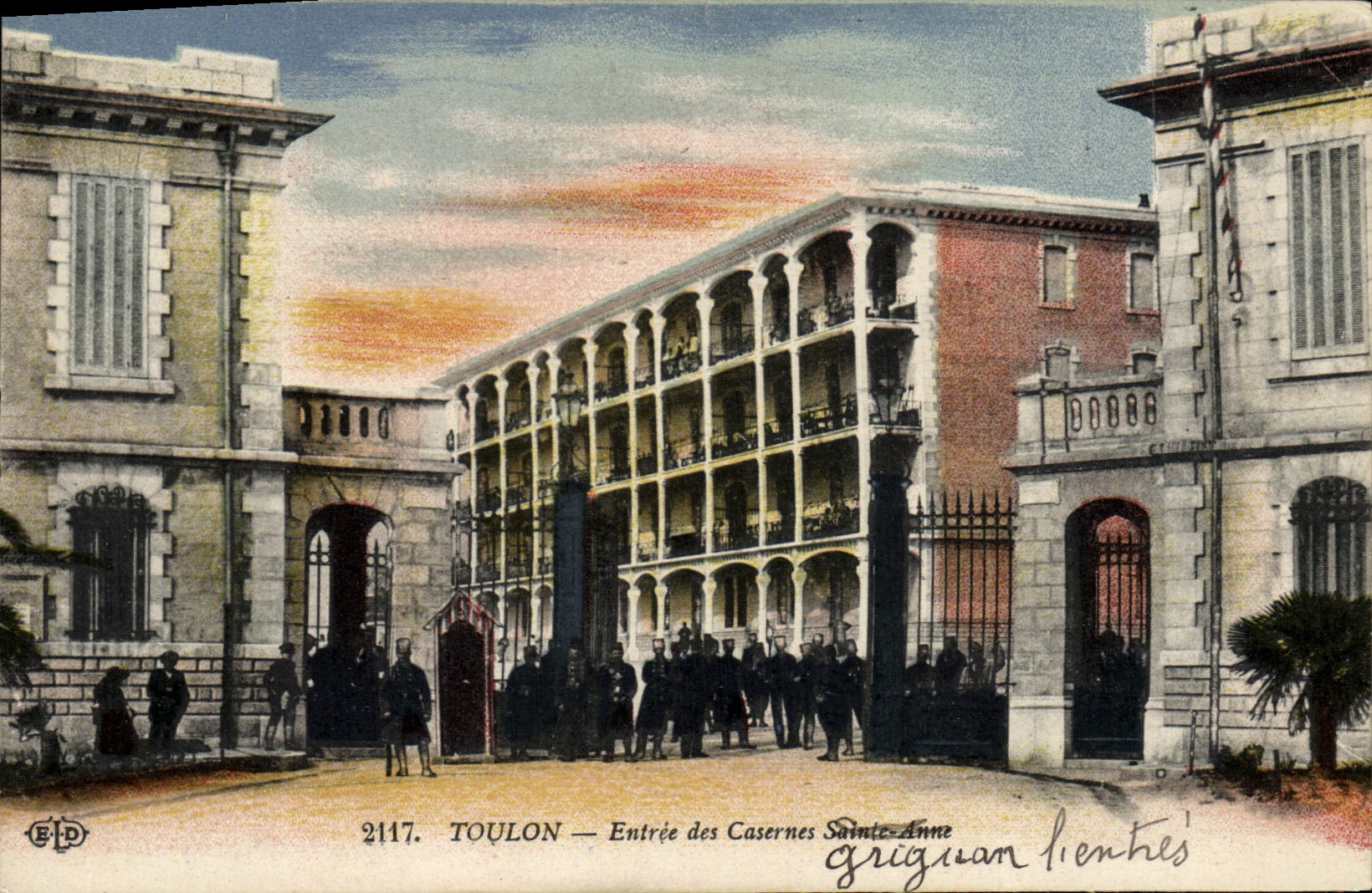 VINTAGE POSTCARD Toulon Entered of the Barracks Sainte Anne Militaria