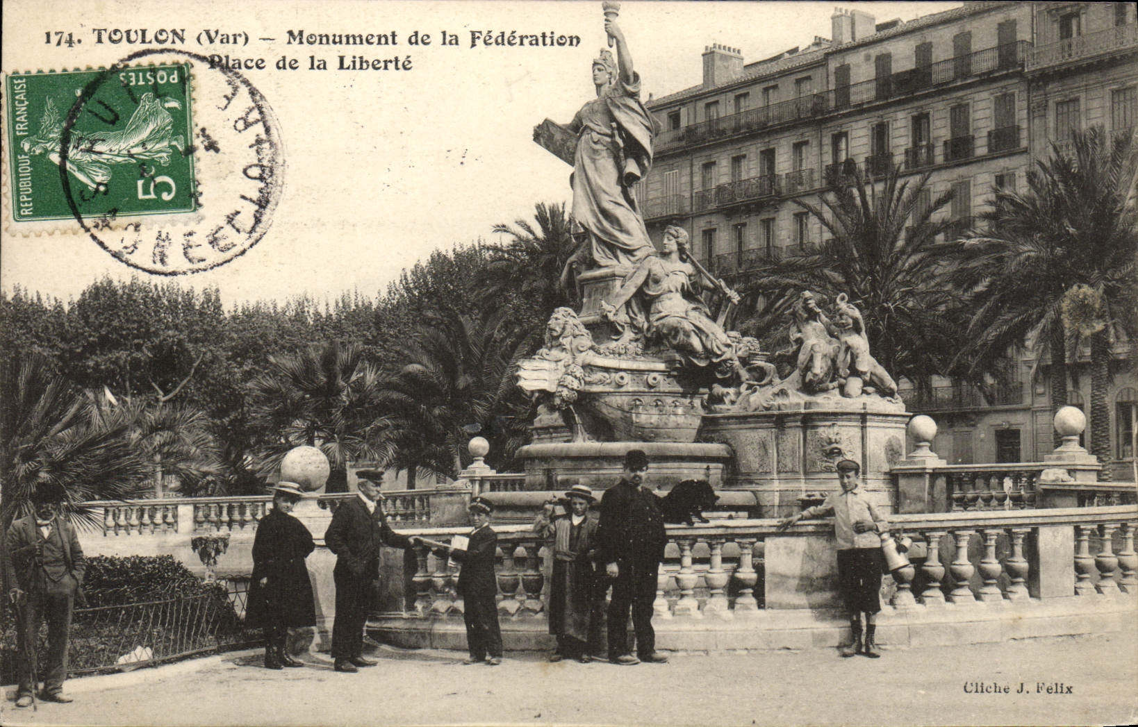 VINTAGE POSTCARD Toulon Monument of the Federation Places Freedom