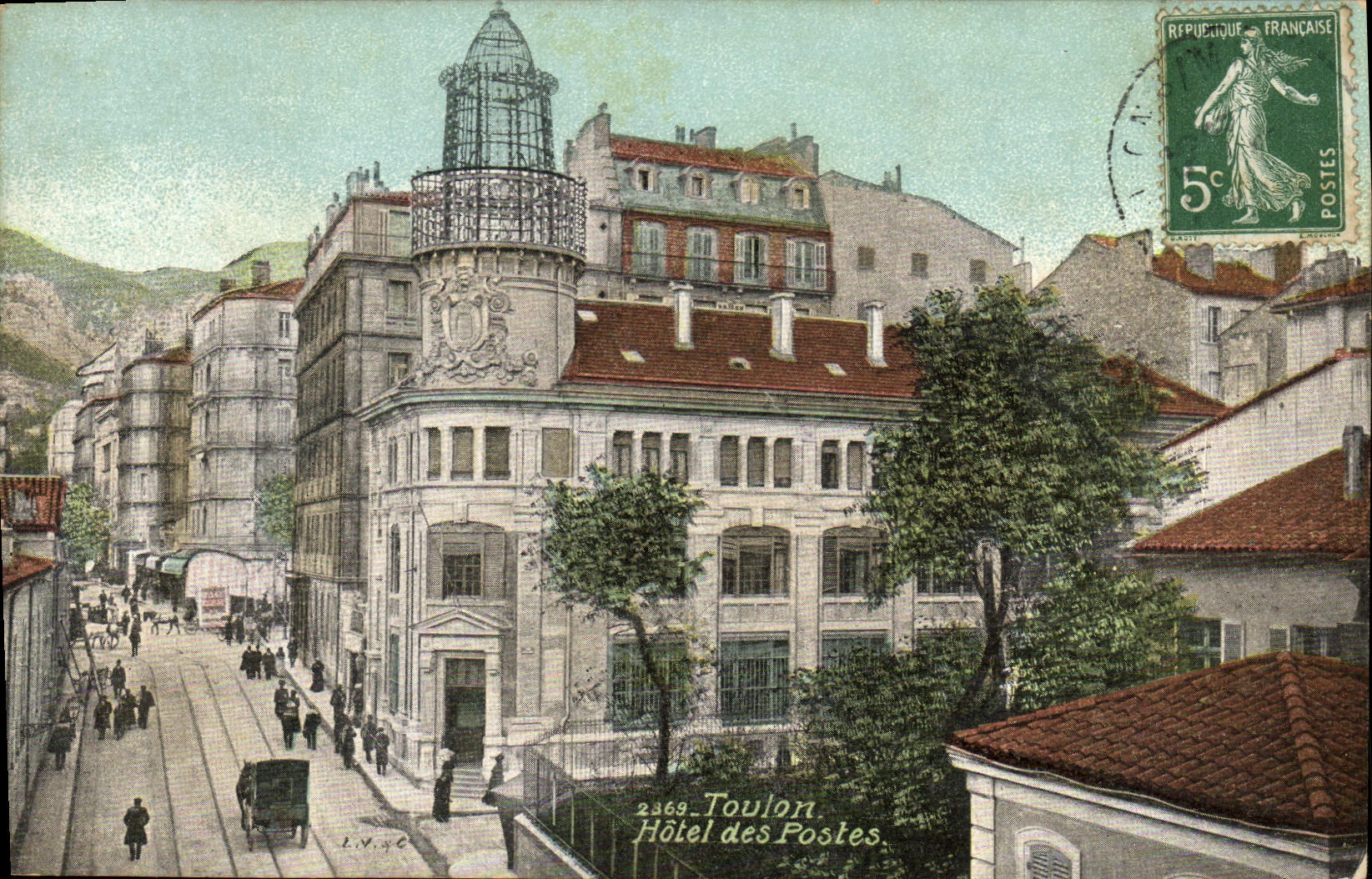 VINTAGE POSTCARD Toulon Post office building