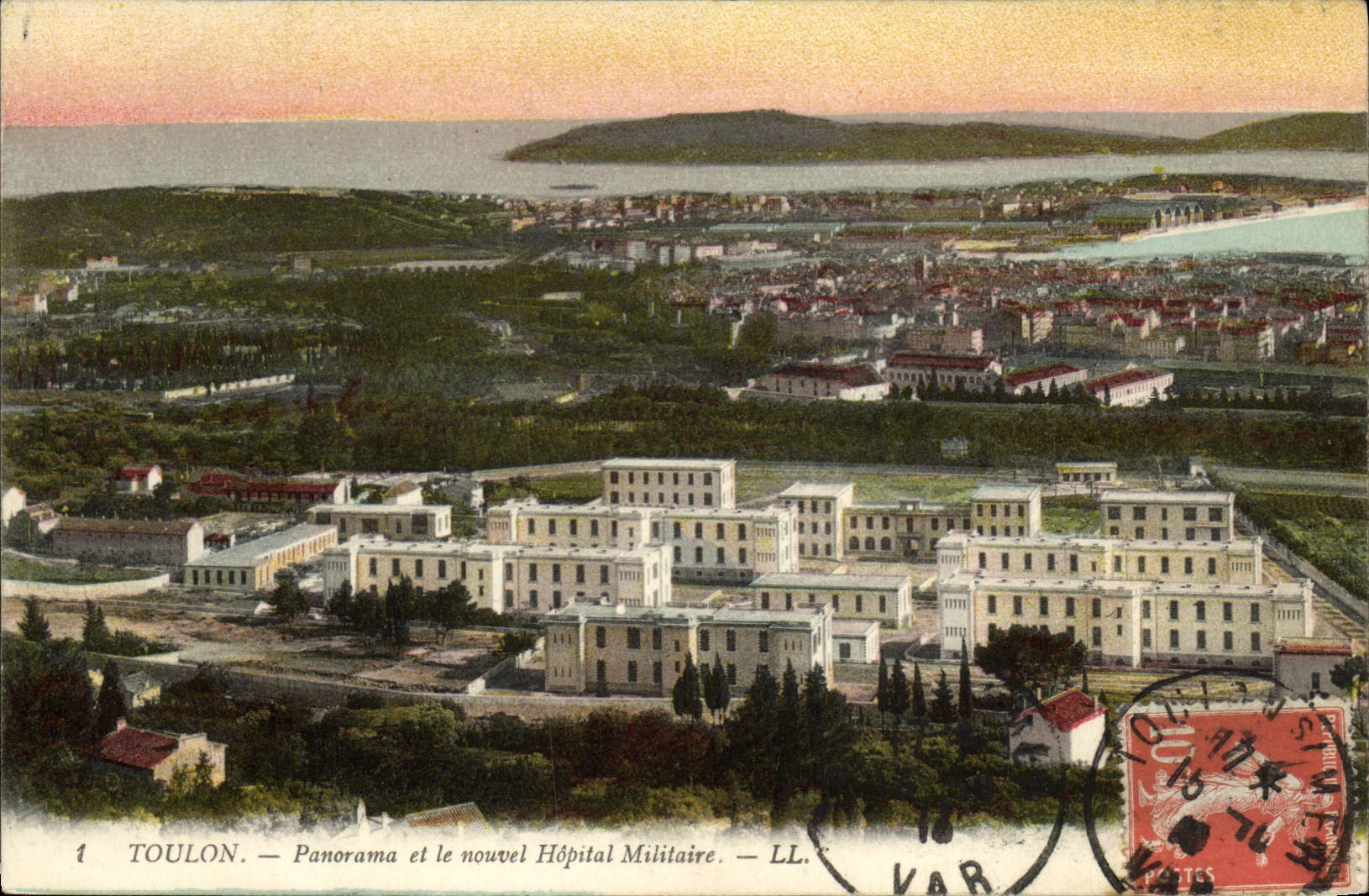 VINTAGE POSTCARD Toulon Panorama and the new Militaria Military hospital