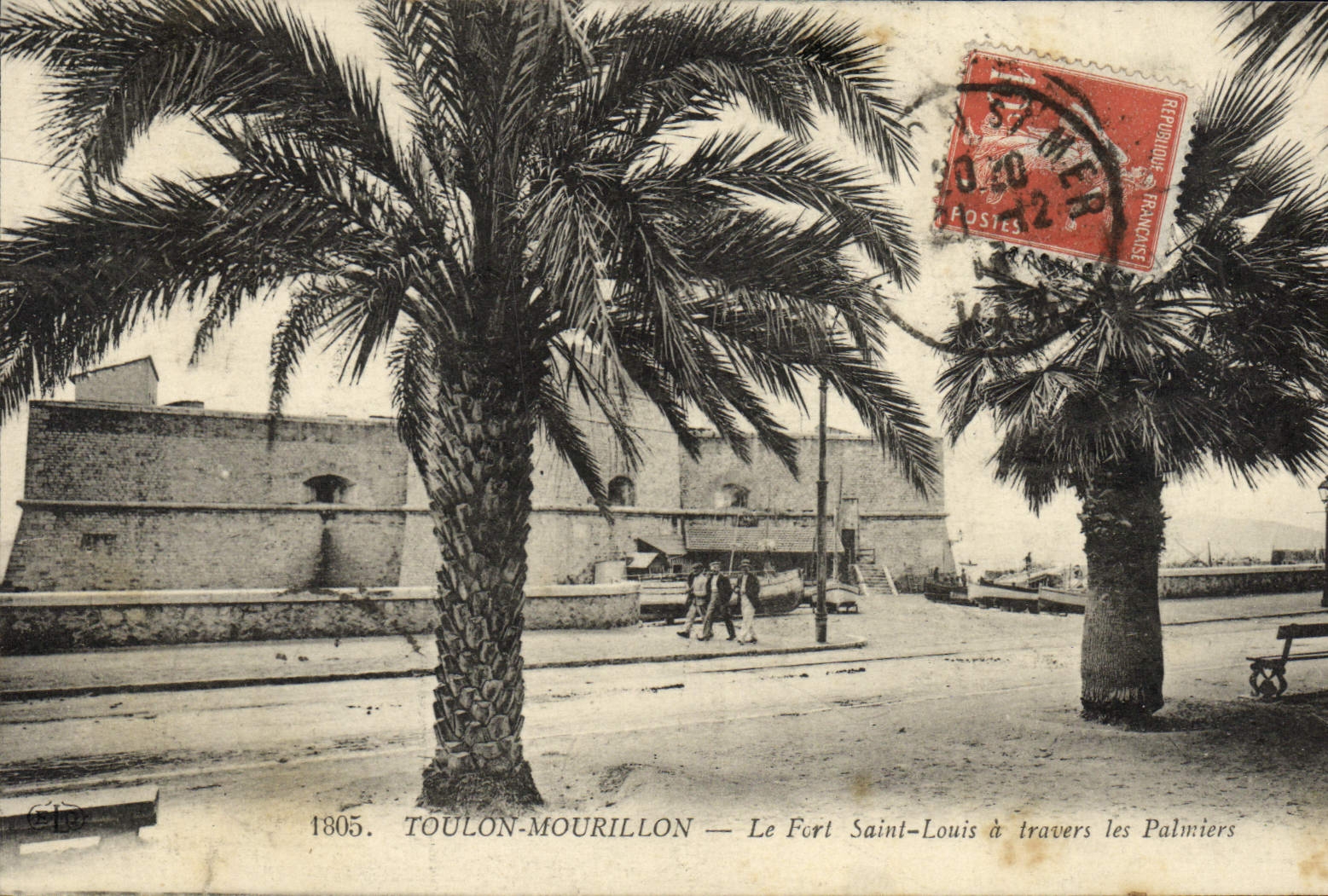 VINTAGE POSTCARD Toulon Mourillon Strong the Saint Louis has tarvers the Palm trees