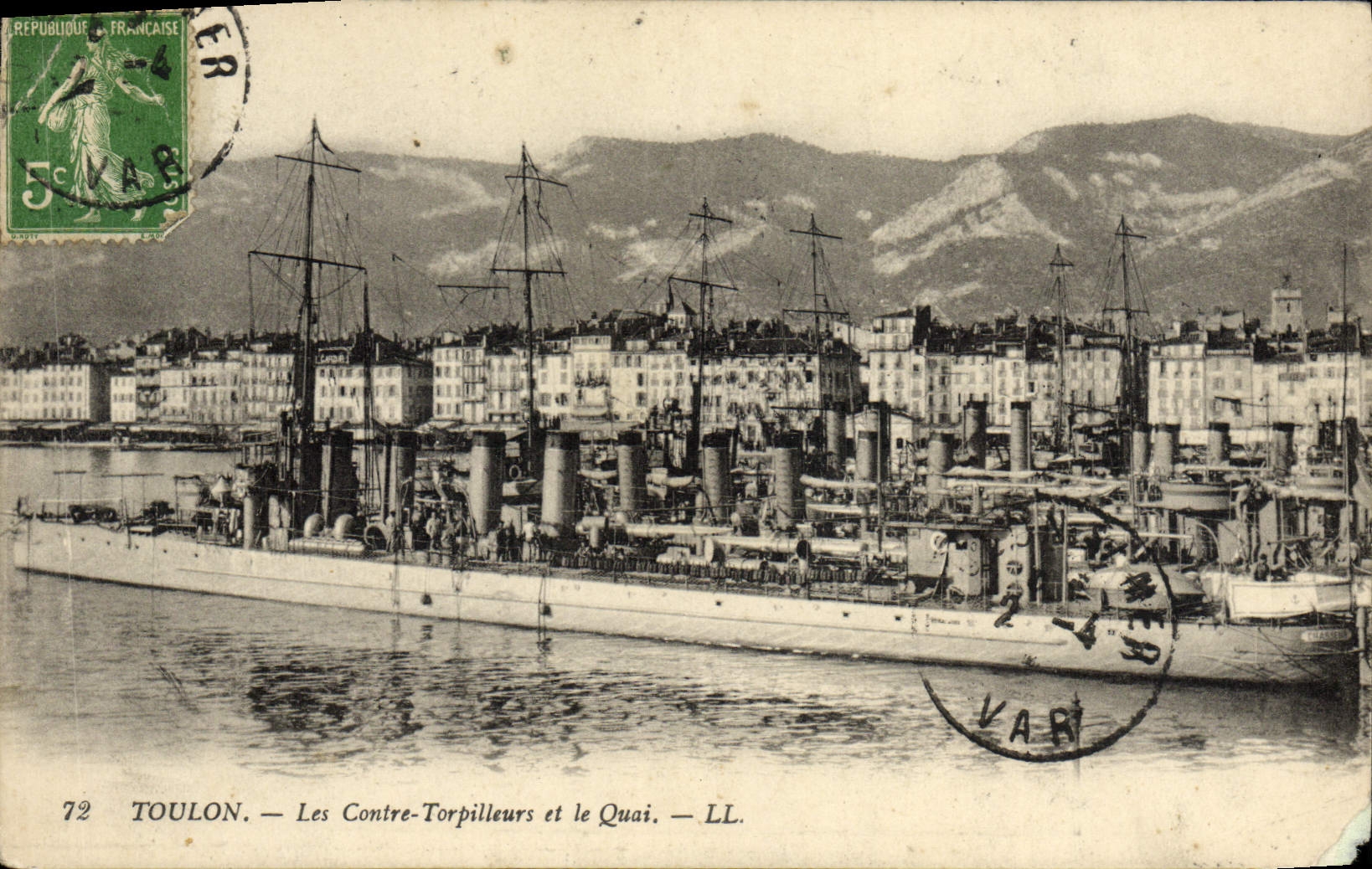 VINTAGE POSTCARD Toulon Against Destroyers and the Quay Boat