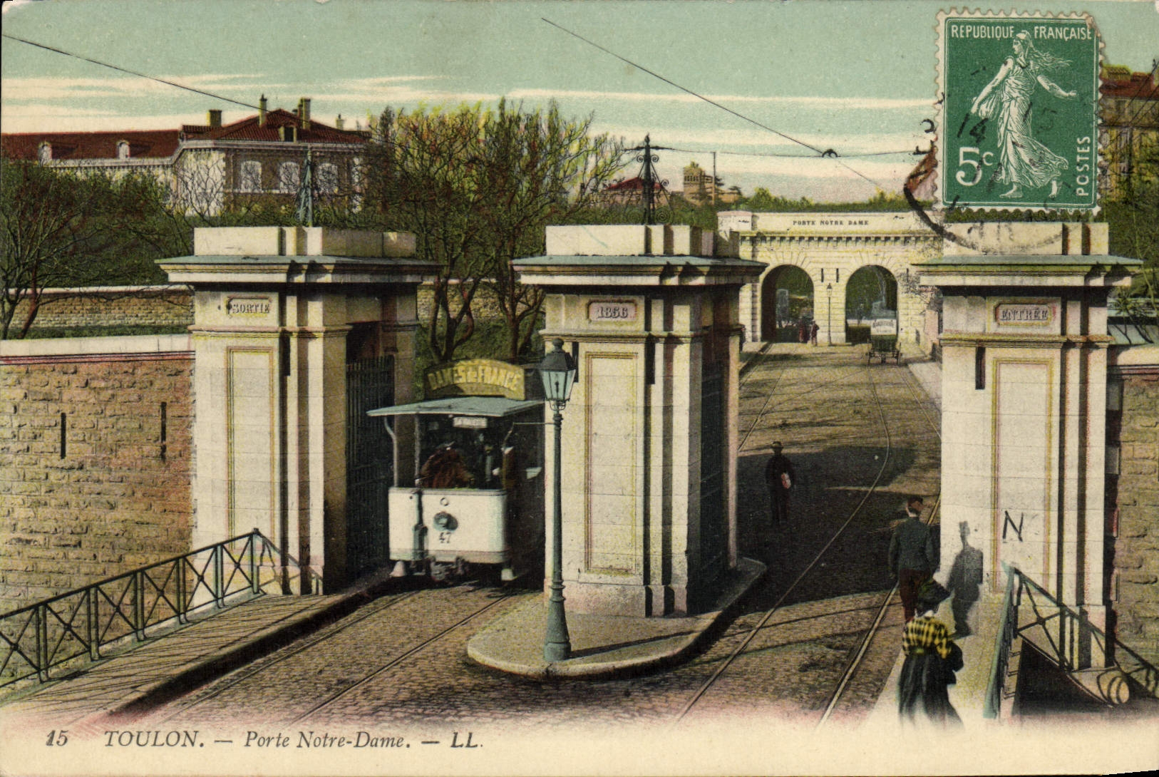VINTAGE POSTCARD Toulon Carries Notre Dame Tramway