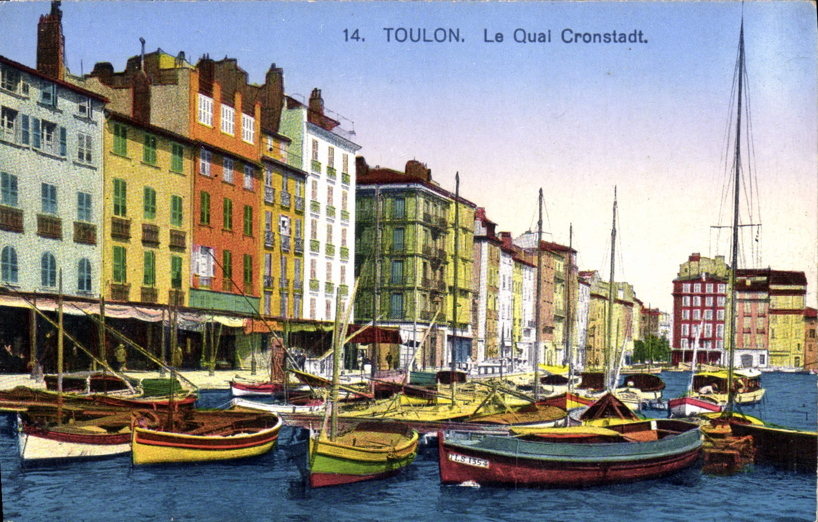 VINTAGE POSTCARD Toulon the Quay Crostadt Boats