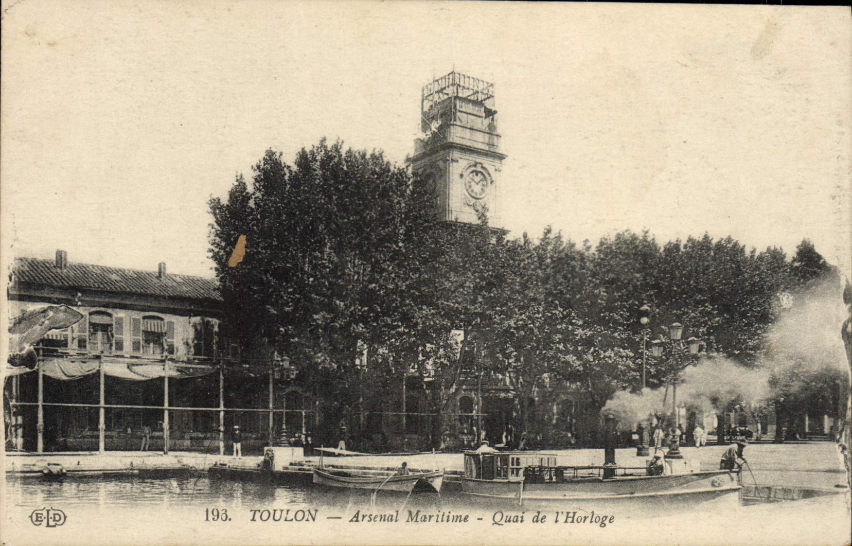 VINTAGE POSTCARD Maritime Toulon Arsenal Quay of the Clock
