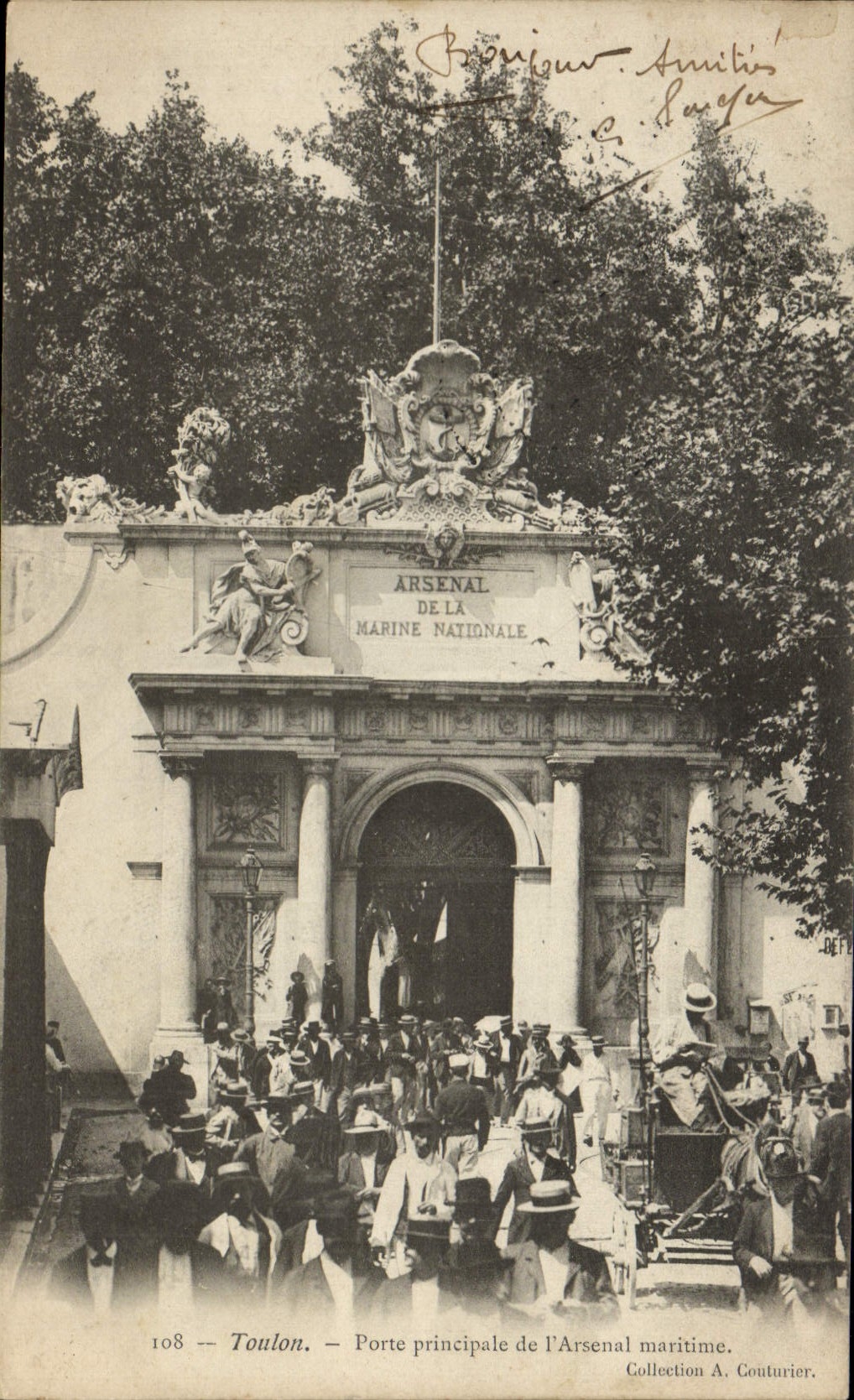 VINTAGE POSTCARD Toulon Carries principal of the maritime Arsenal