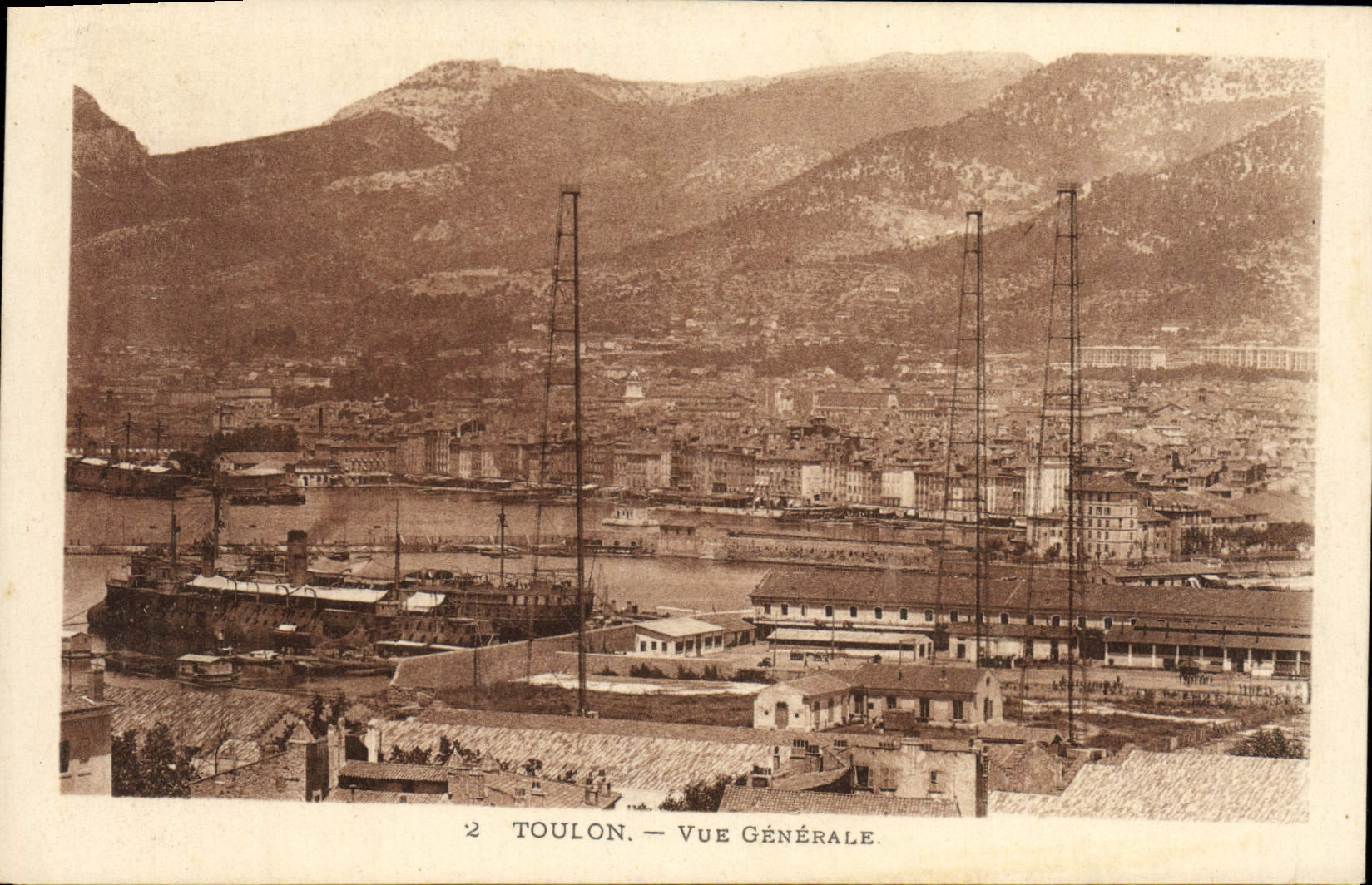 VINTAGE POSTCARD Toulon View Boat War