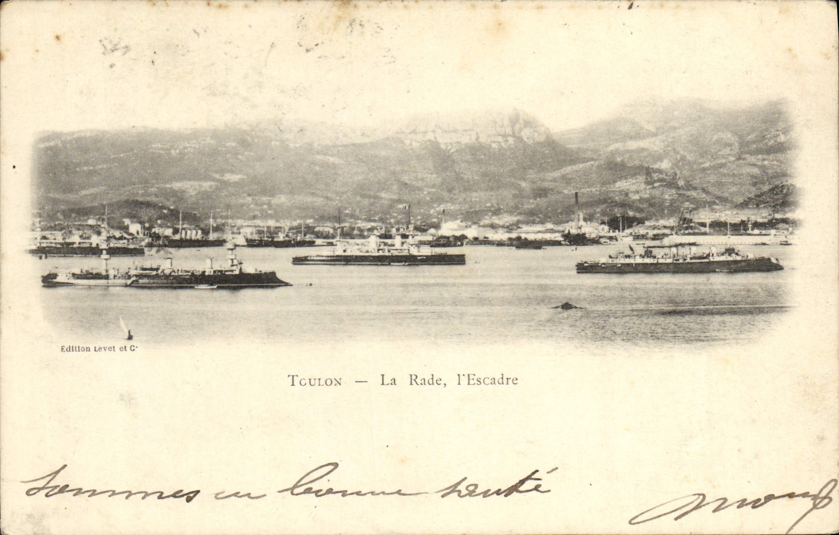VINTAGE POSTCARD Toulon Roads the Squadron Boats