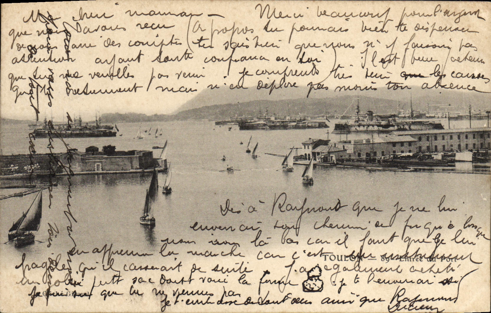 VINTAGE POSTCARD Toulon Entered of the Port