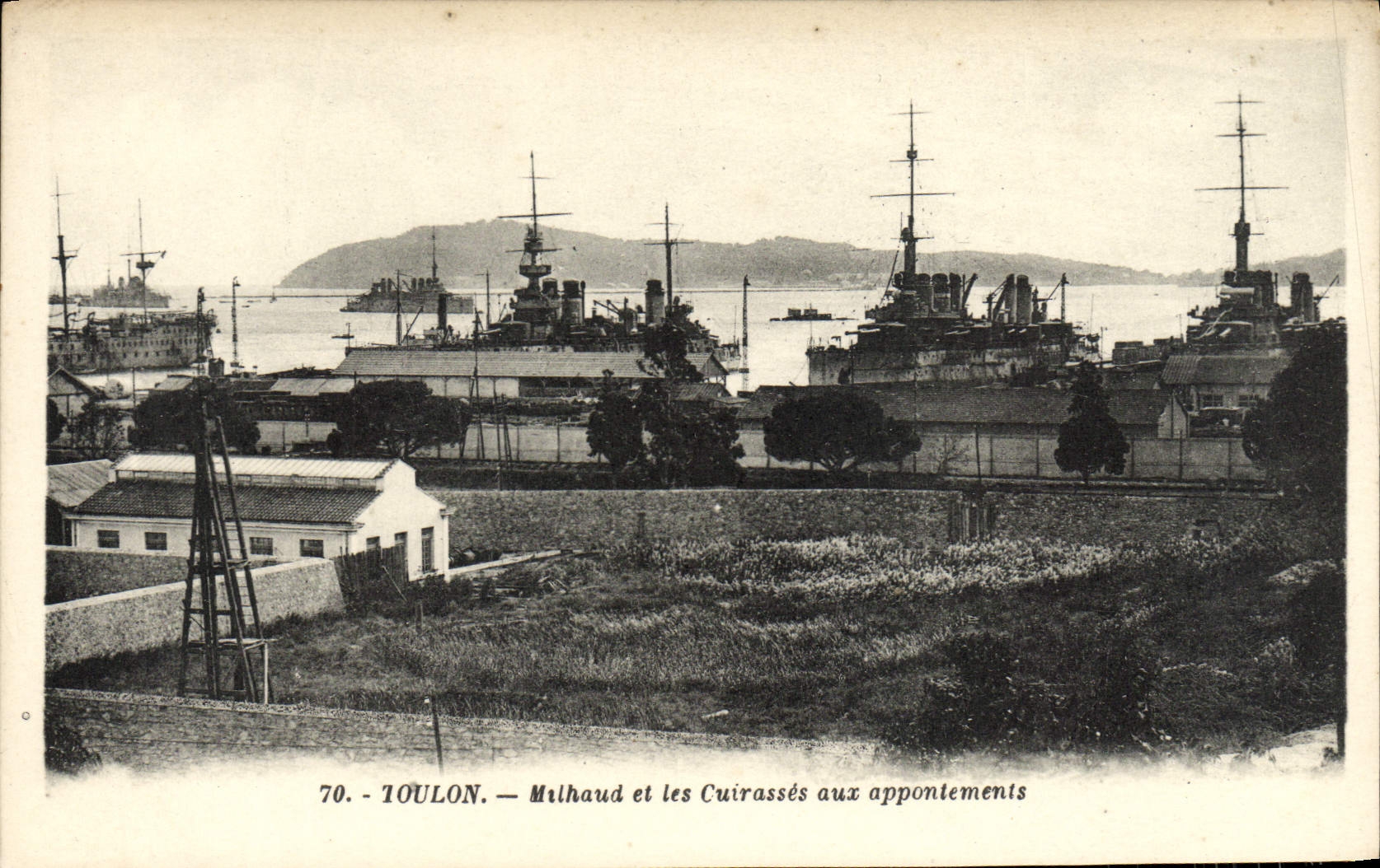 VINTAGE POSTCARD Toulon Milhaud and Armours with the wharves Boats