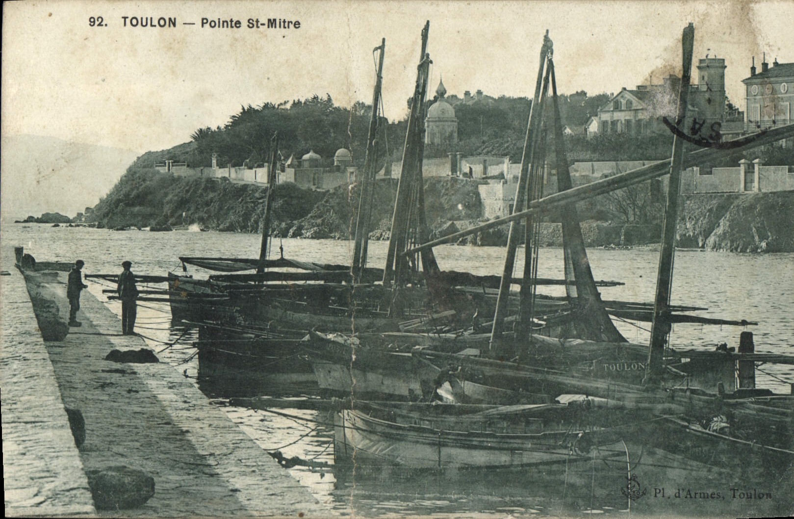 VINTAGE POSTCARD Toulon Points St Miter Boat