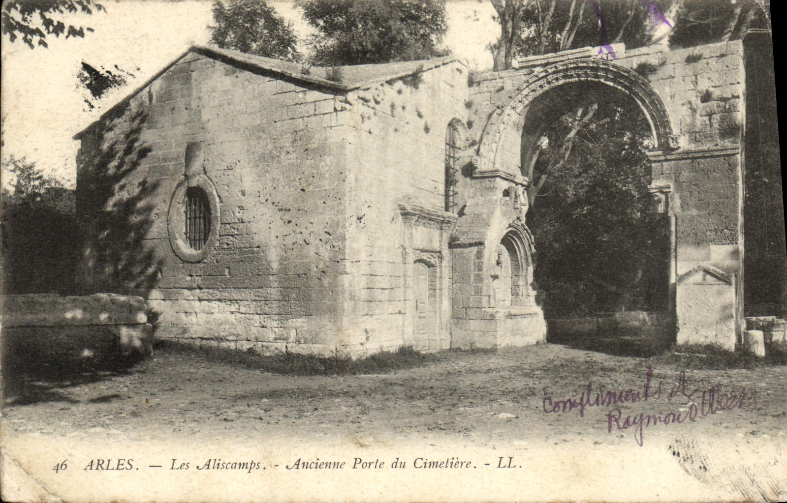 VINTAGE POSTCARD Arles Aliscamps Old Gate of the Cemetery