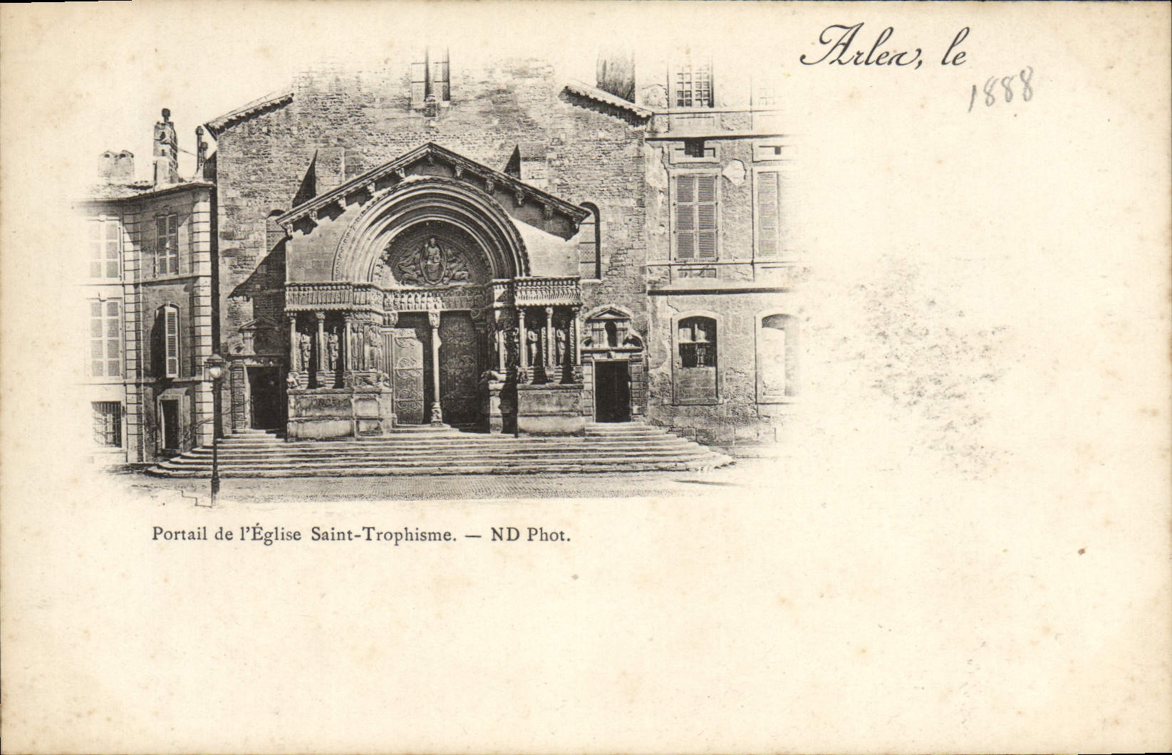 VINTAGE POSTCARD Arles Gate of the Church Sainte trophism