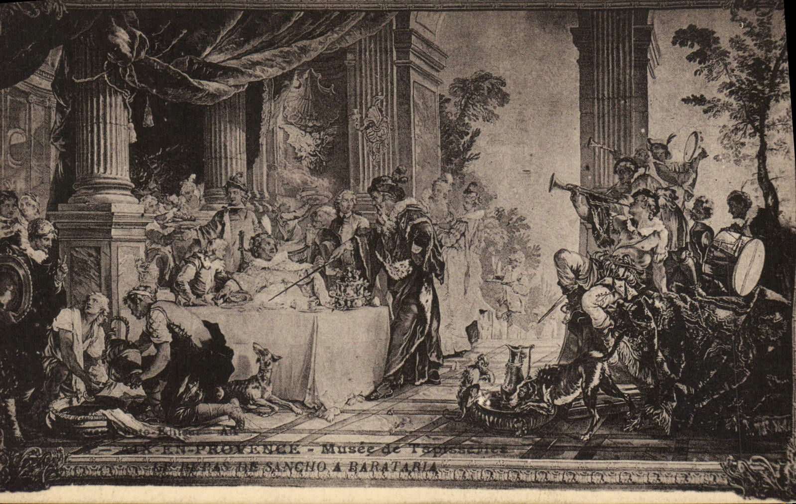 CPA Tapisserie Italienne Le repas de Sancho a Barataria