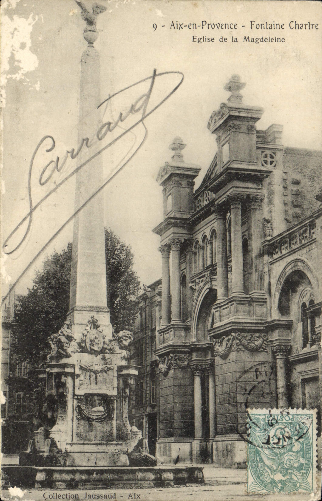 CPA Aix en Provence Fontaine Chartre Eglise de la Magdeleine