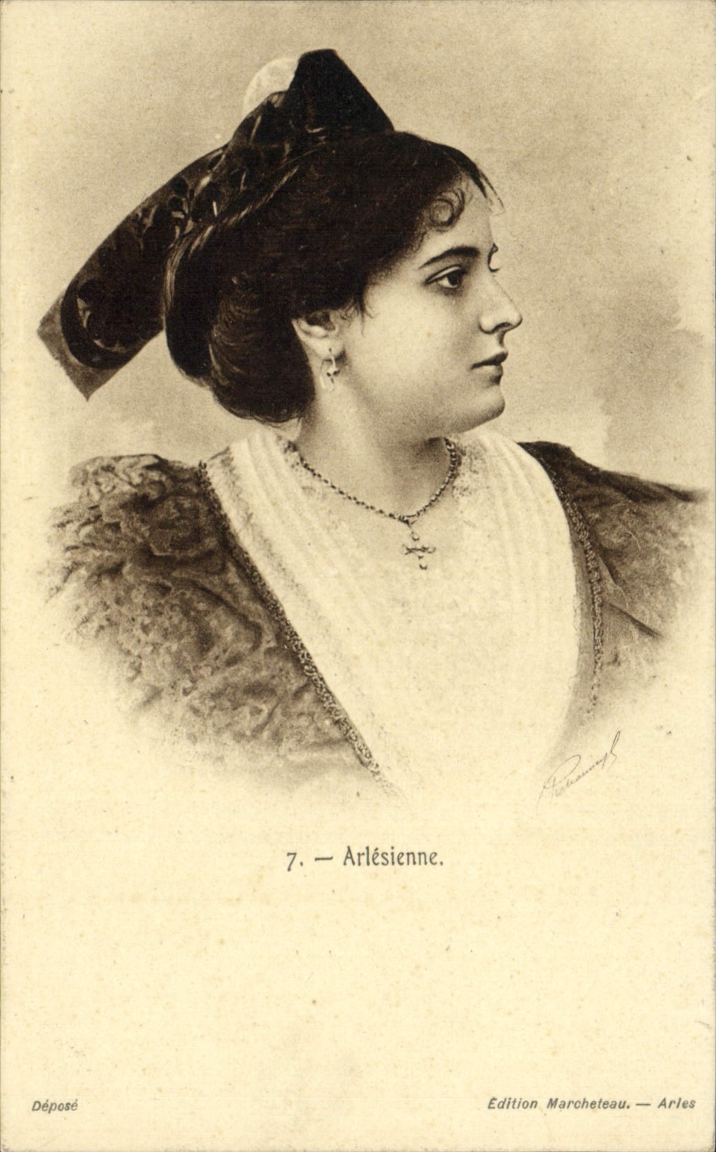 CPA Arles Arlesienne Femme Folklore