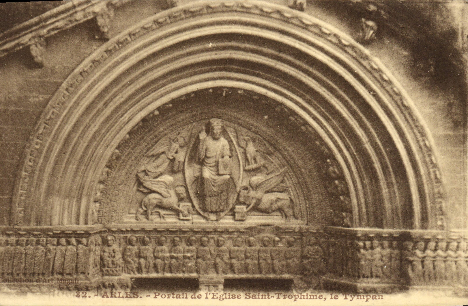 VINTAGE POSTCARD Arles Holy Gate of the Church Trophime the Tympanum