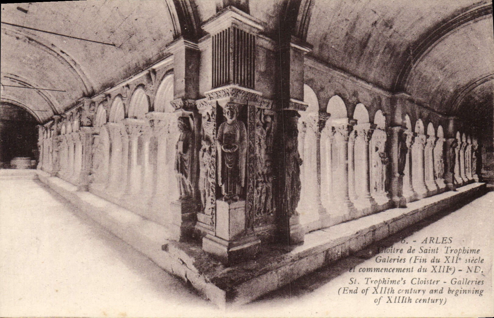 VINTAGE POSTCARD Arles Cloister of Saint Trophime Galleries