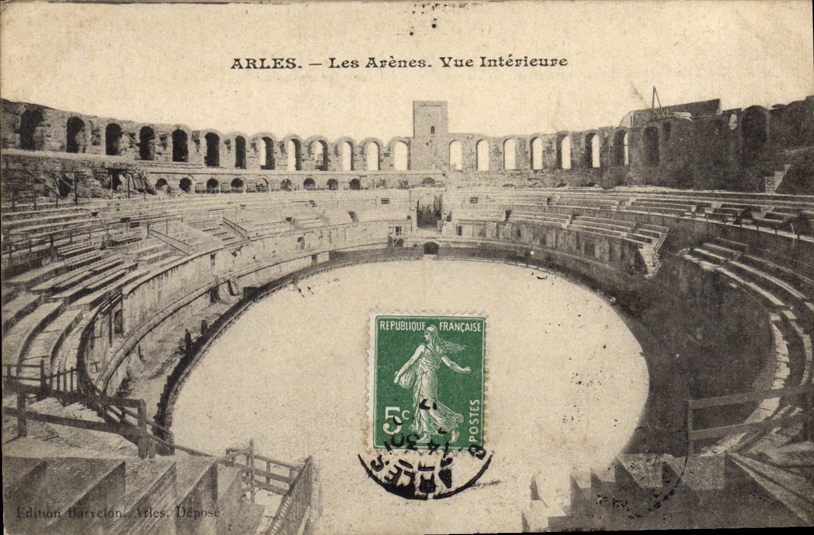 VINTAGE POSTCARD Arles the Arena Seen Interior