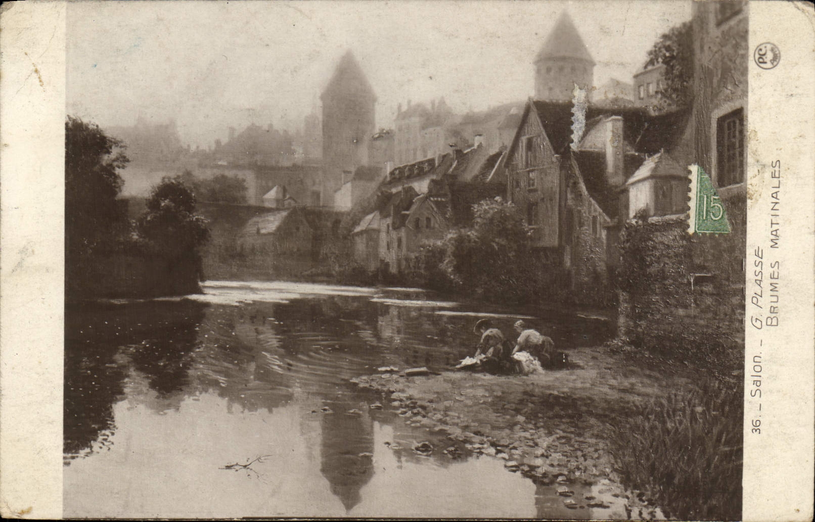 VINTAGE POSTCARD Living room Plasse Morning Fogs