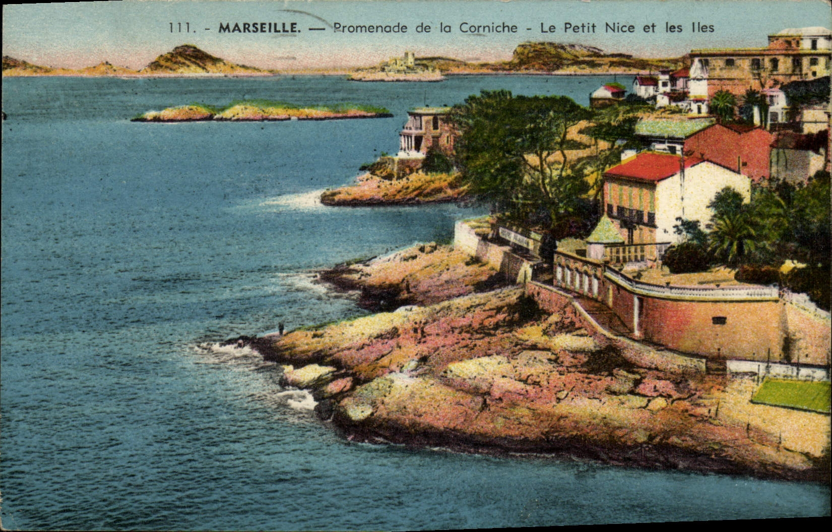 Caminata de Marsella de la POSTAL de la VENDIMIA del pequeñas agradable e islas de la cornisa