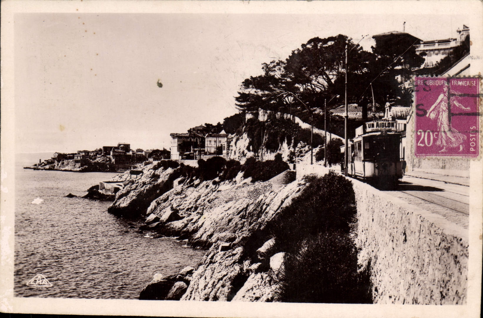 Caminata de Marsella de la POSTAL de la VENDIMIA de la tranvía de la cornisa