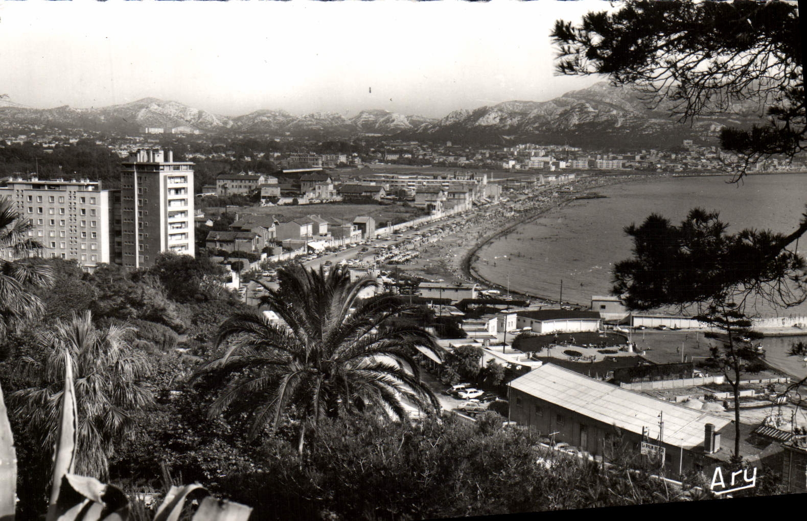 CPM Marseille La Corniche Promenade de la plage et champs de courses du Parc Borely