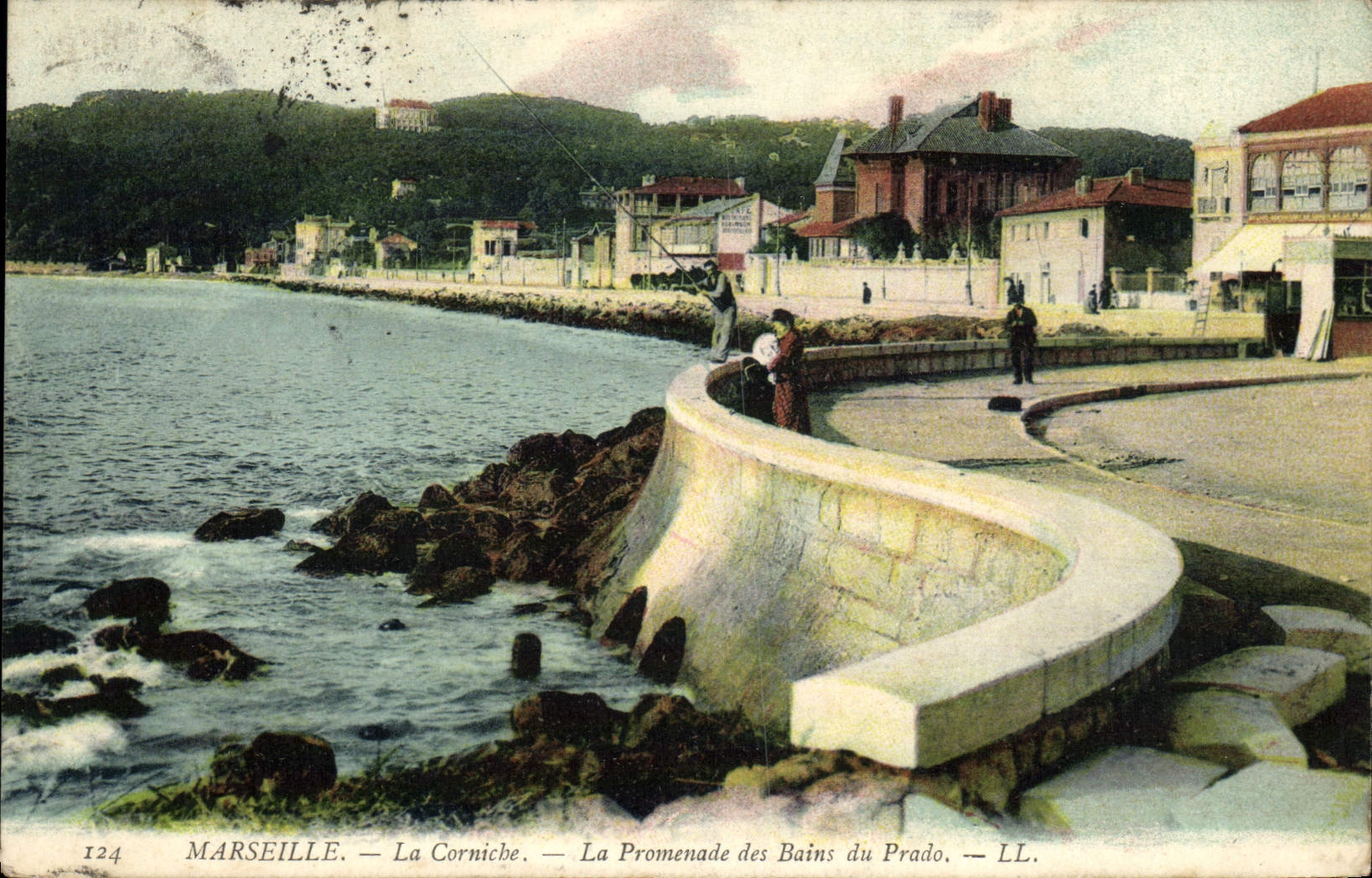 POSTAL Marsella de la VENDIMIA la cornisa la caminata de los baños de los pescados de Prado Pecheur