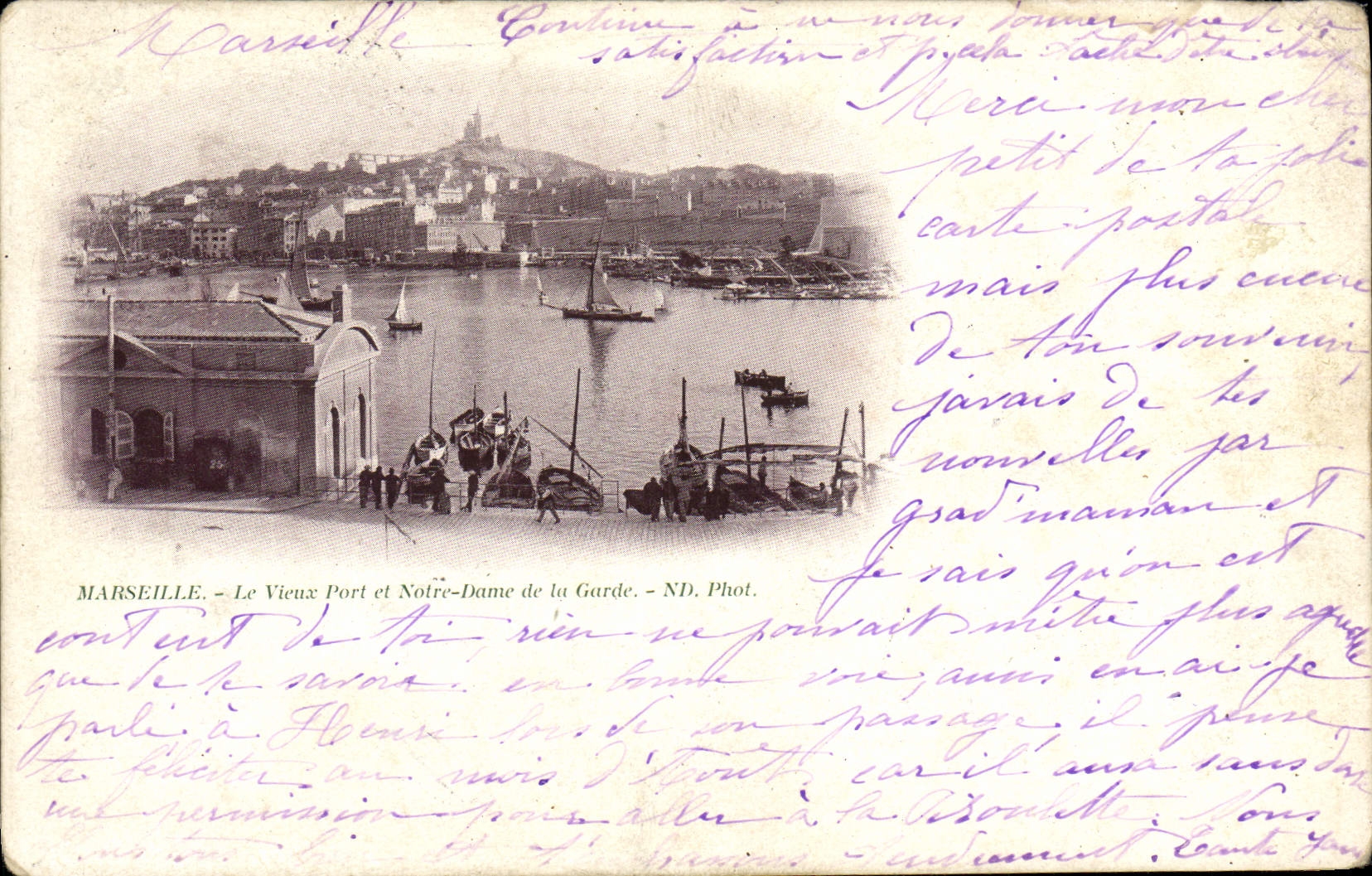 CPA Marseille Le Vieux Port et Notre Dame de la Garde 