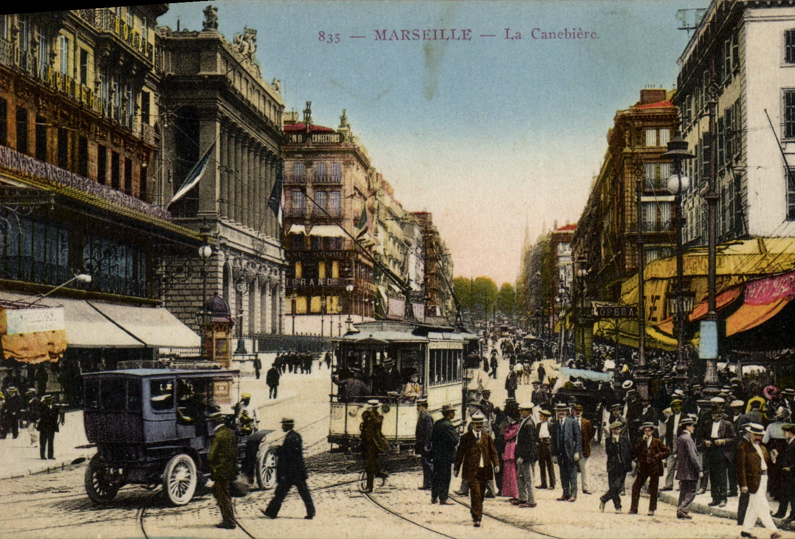 CPA Marseille La Canebiere Automobile Tramway