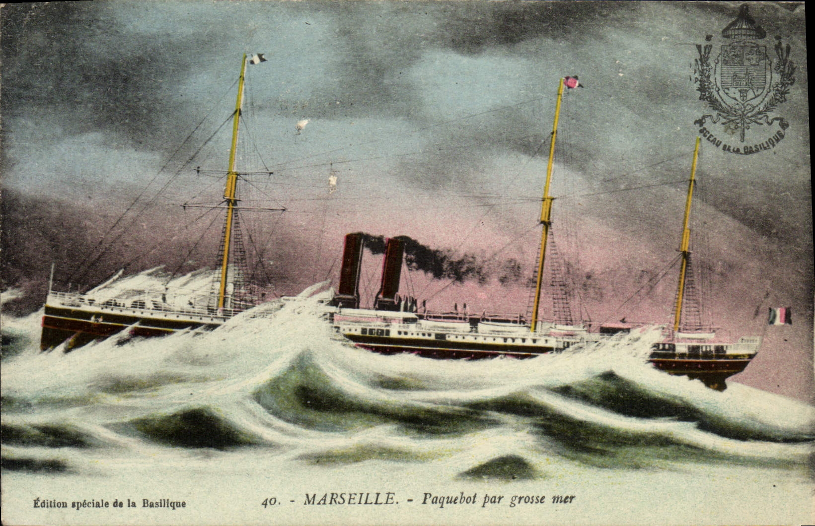 CPA Marseille Paquebot par grosse mer Bateau
