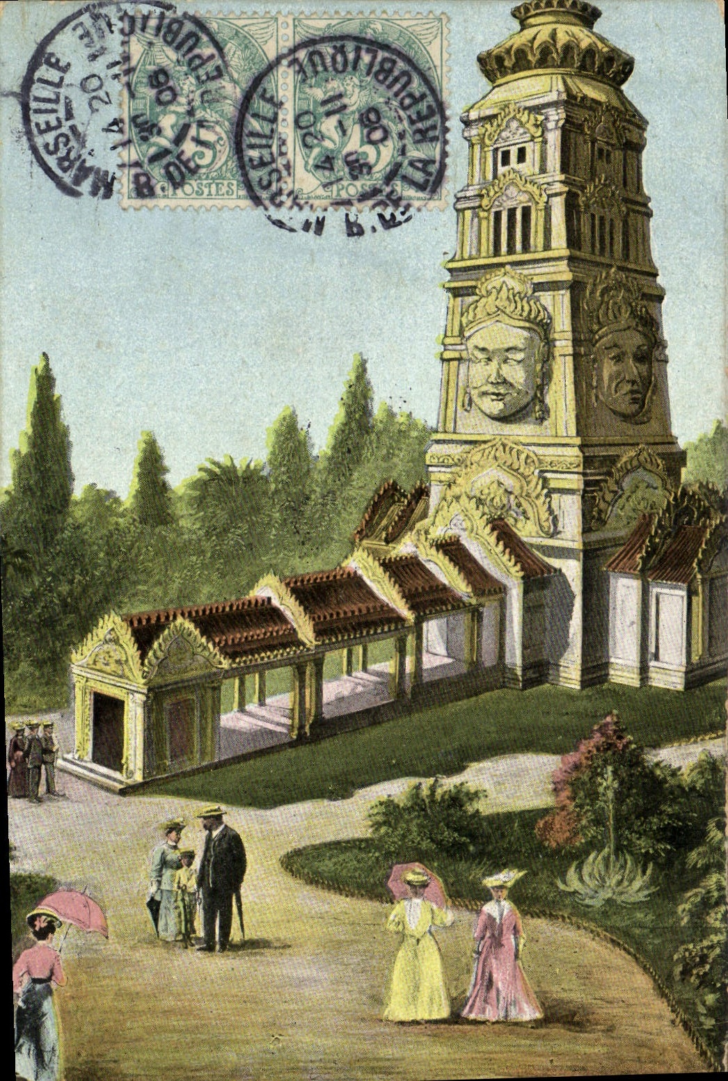 CPA Marseille Exposition coloniale 1906 Palais et tour du Cambodge