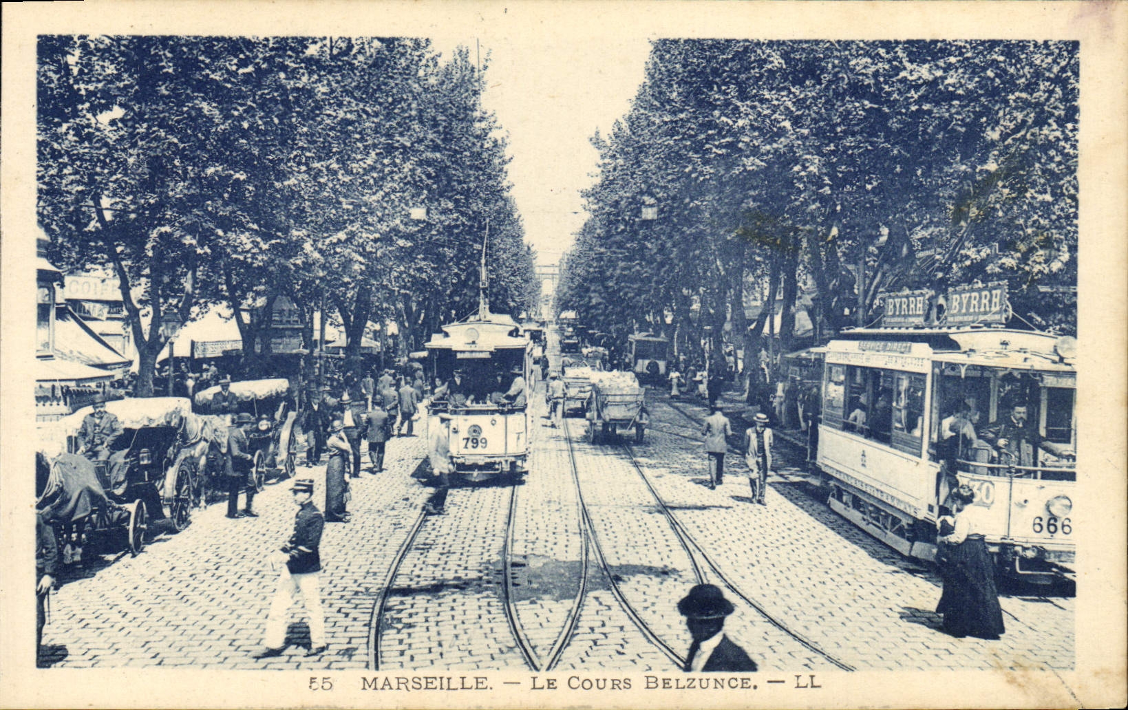 CPA Marseille La Cours Belzunce Tramways
