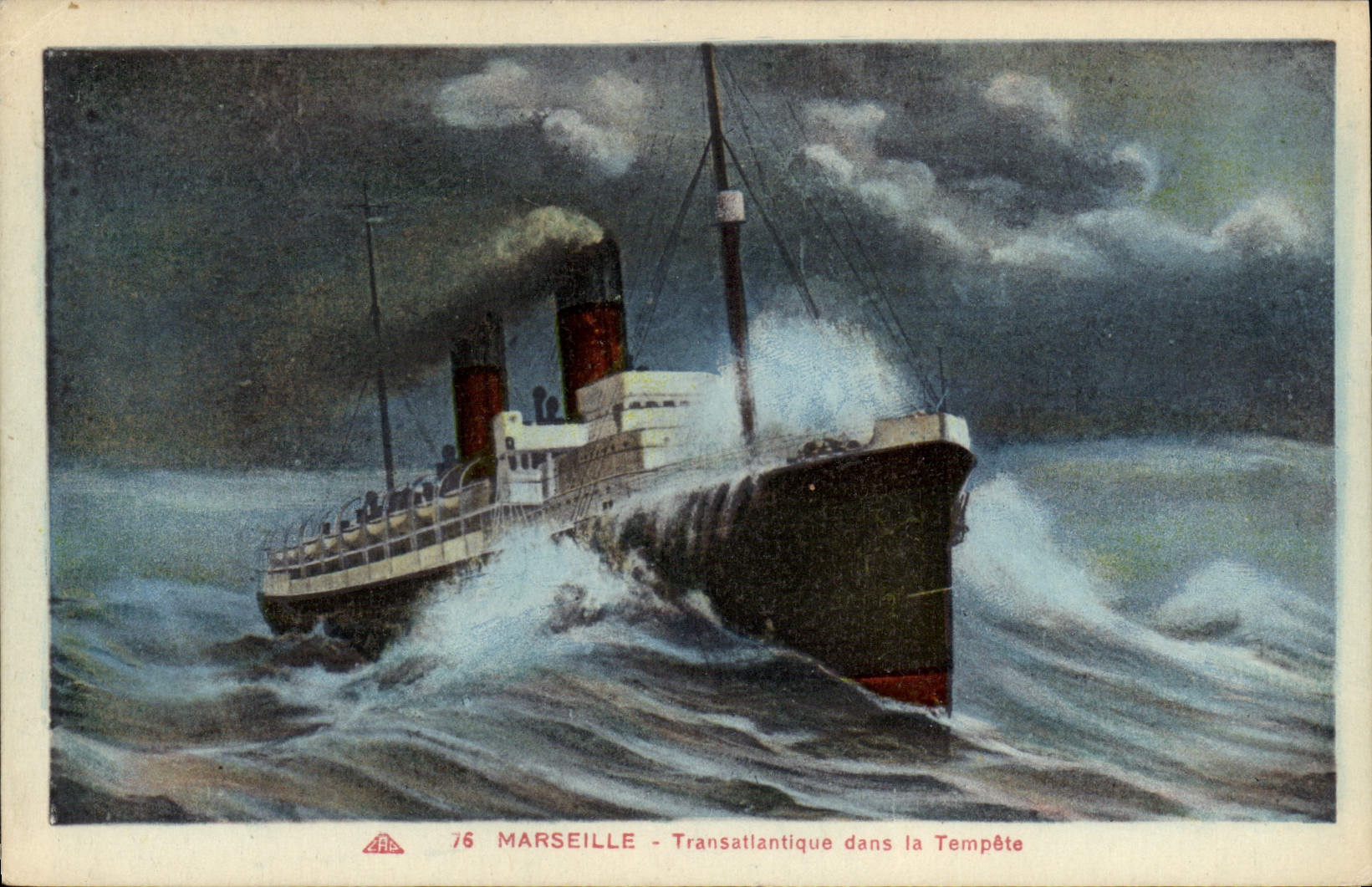 CPA Marseille Transattantique dans la Tempete Bateau