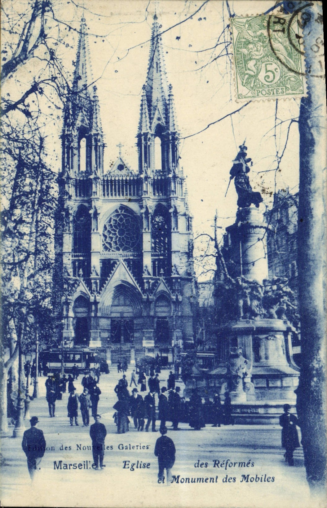 CPA Marseille Eglise des Reformes Monument des Mobiles 