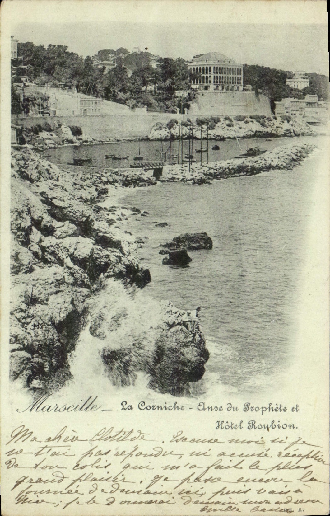 CPA Marseille La Corniche Anse du Prophete et Hotel Roubion