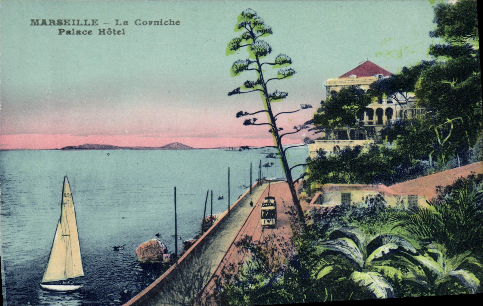 La POSTAL Marsella de la VENDIMIA la cornisa coloca el hotel