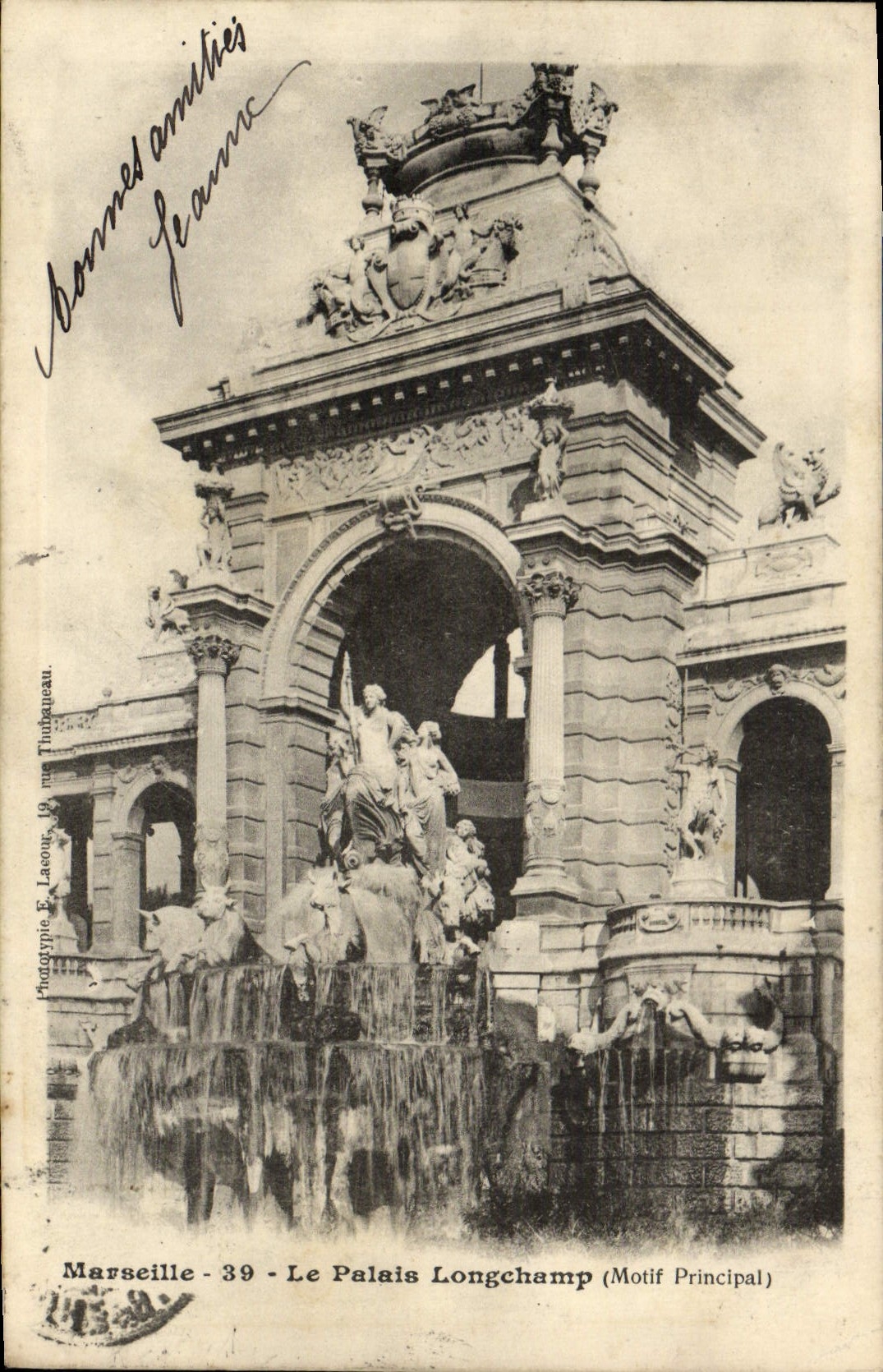 CPA Marseille Le Palais Longchamp Motif principal