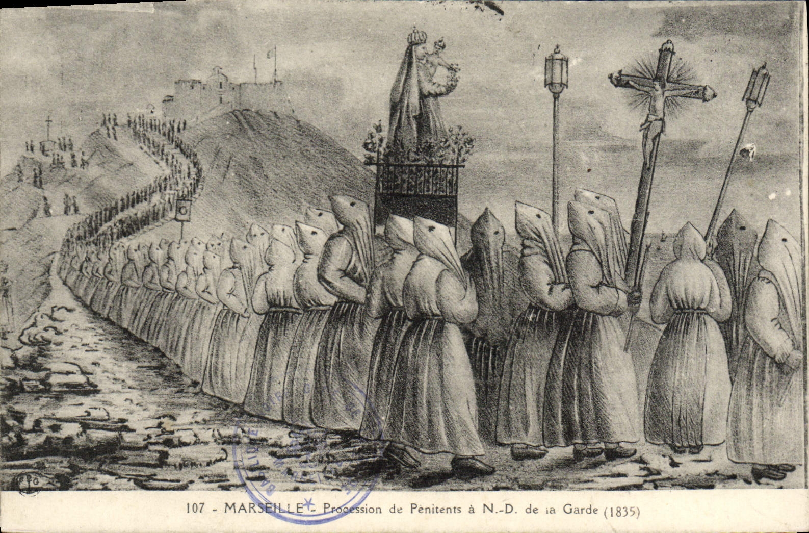 CPA Marseille Procession de Penitents a N D de la Garde 1835