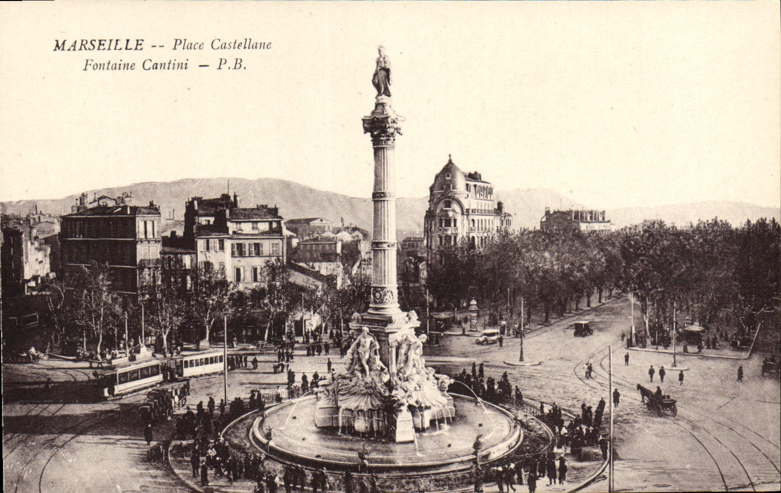 CPA Marseille Place Castellane Fontaine Cantini