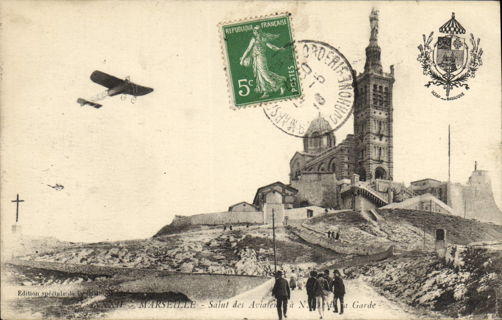CPA Marseille Salut des aviateurs a Nd de la Garde Avion