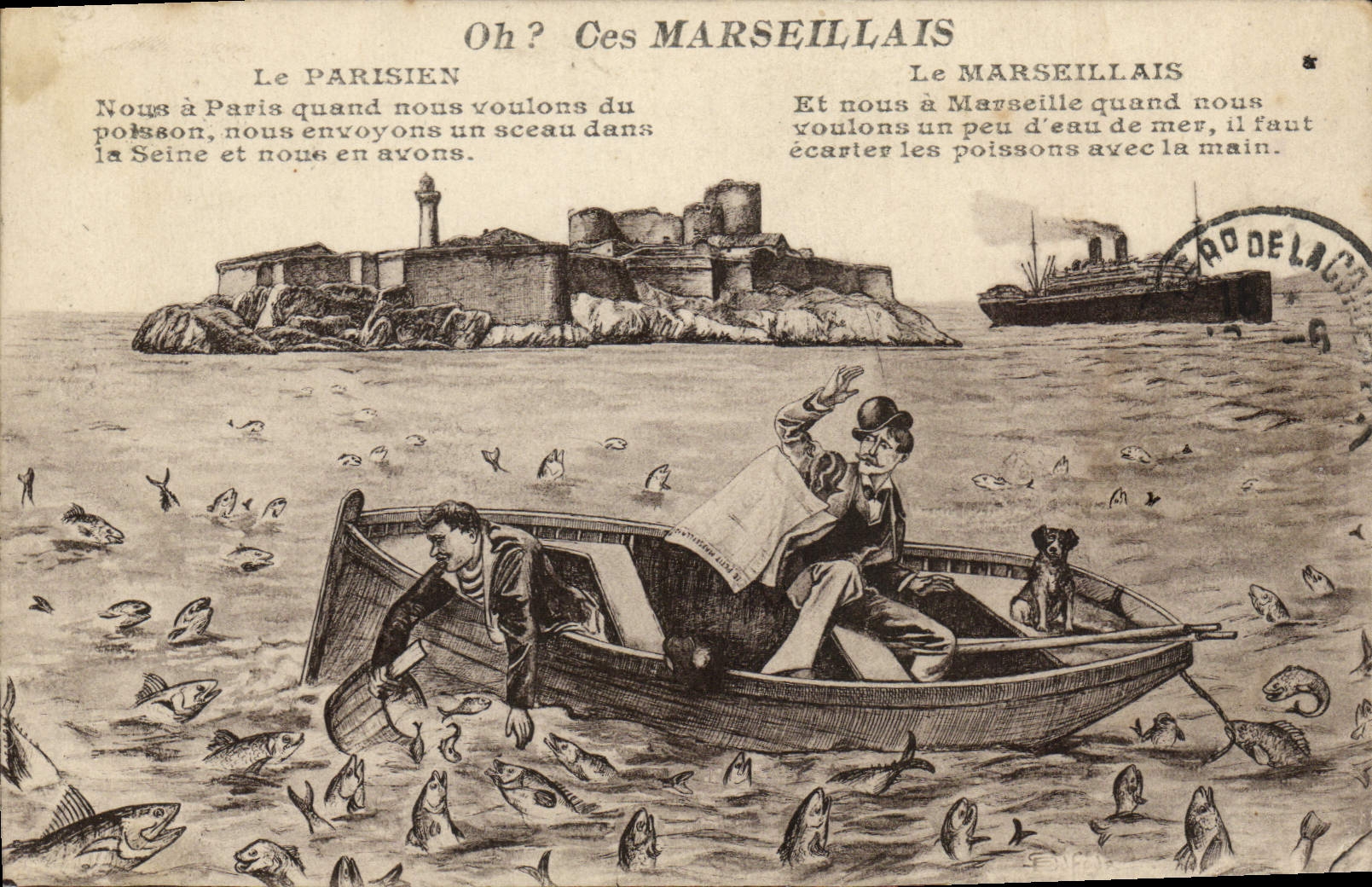 CPA Oh Ces Marseillais Marseille Bateau