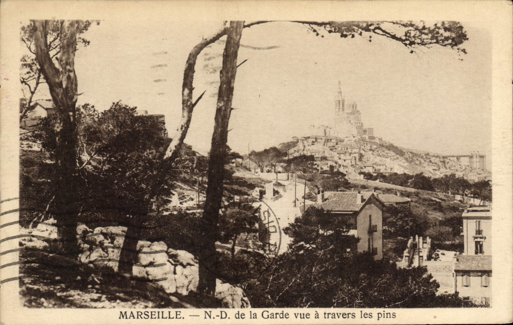 CPA Marseille N D de la Garde vue a travers les pins 