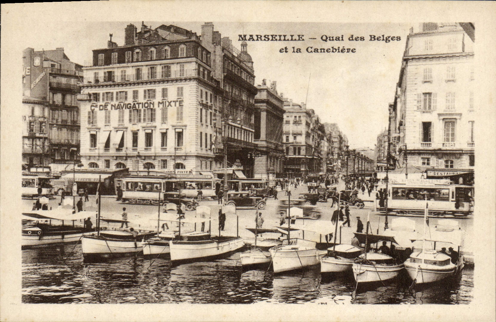 CPA Marseille Quai des Belges et la Canebiere Bateaux 